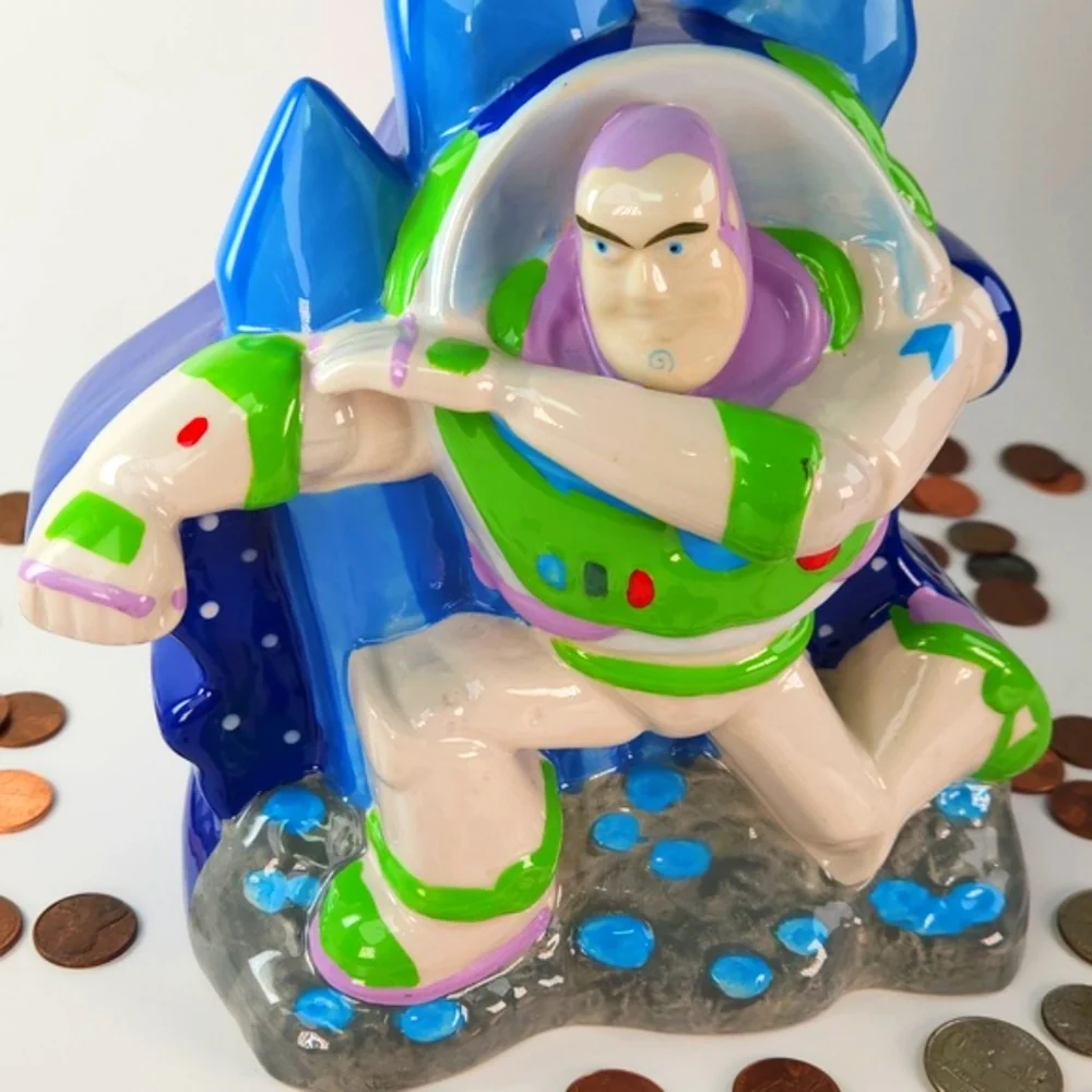 Disney/Pixar BUZZ LIGHTYEAR Ceramic Coin Bank, VTG 90s EUC Toy Story